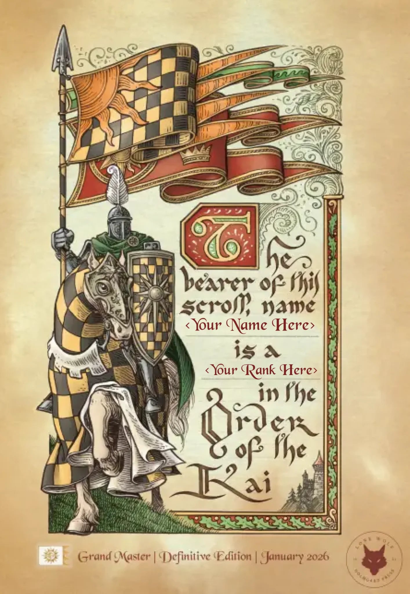 Personalised Grand Master Series Scroll – Magnamund - Holmgard Press