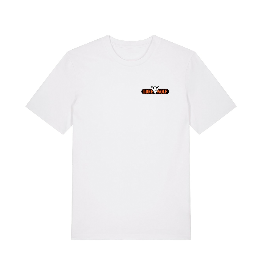 White Lone Wolf Retro Logo - White T Shirt